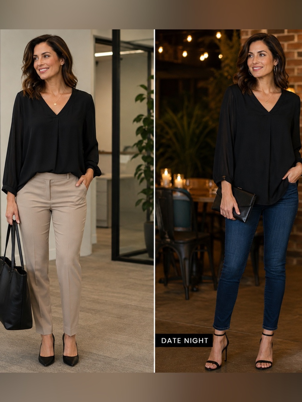 Vince Camuto Black Long Sleeve Blouse Top Size M